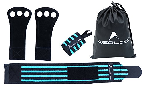 Gymnastics Hand Grips / CrossFit Gloves with Wrist Wrap Support -Perfect for WODs,Pull up,Power Weight Lifting,Kettlebells and Gym Workout (Blue4)