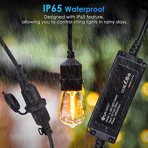 Outdoor Dimmer, 240W String Light Dimmer, Wireless RF Smart Plugin