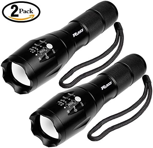 Ruixy Tactical Flashlight 2 Pack -Tac Light Torch Flashlight - As you Seen on THE TV XML T6 - Brightest LED Flashlight with 5 Modes - Adjustable Waterproof Military Grade Flashlight Biking Camping