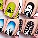 Halloween Nail Vinyl Stencils 4 Pack (Fire, Slime Drips, Spider Web, Pumpkin Faces) for Nail Art Design