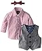 Nautica Baby-Boys Newborn Linen Twill Vest Set, Red, 3-6 Months