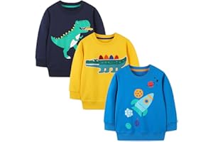 GFQLONG Toddler Boy Sweatshirts,Boys Pullover Crewneck Long Sleeve Shirts,Cotton Dinosaur Cartoon Sweaters Tops