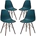 Poly and Bark Vortex Side Chair Walnut Legs, Teal, Set of 4