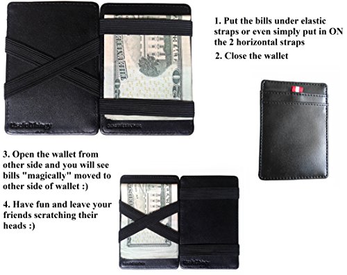 Magic Wallet - Magical Flip, for Men Women Kids - Genuine Leather Thin Wallet (Dark Blue)