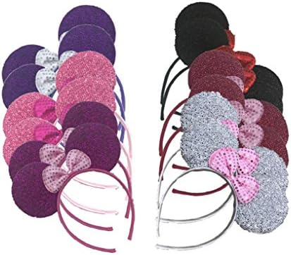 Mouse EarsSet of 12 -Mickey Mouse Ears, Mickey Ears, Minnie Ears, Minnie Mouse Ears, Mickey Headband, Minnie Headband (6 Color ears -Two each)