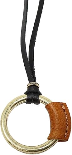 Amazon S W P シンプル リング レザー メンズ ネックレス リングネックレス 革ひも ロングネックレス メガネホルダー キャメル Smne 004 ネックレス 通販
