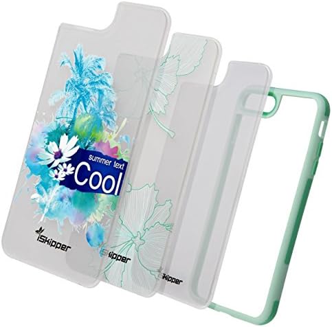 iSkipper Shockproof Hybrid Bumper &amp; Back Cover - 3 PC Back Designs Pack - For iPhone 7 Plus - With Precise Cutouts Providing Complete Access To Buttons, Camera, Speakers &amp; Ports, Green, Light Green