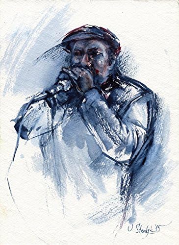 Fine Art Print of Blues Harmonica Player