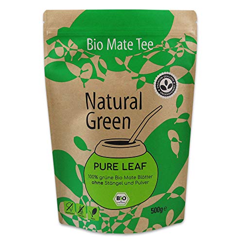 Delicatino - Natürliches Grün PURE LEAF 500g, Organische Yerba Mate ohne Stängel, frisch und rauchfrei, Ãkologischer Anbau, Vakuumverpackt für maximale Frische