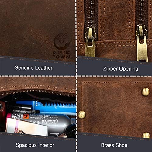 Genuine Leather Travel Toiletry Bag - Dopp Kit Organizer By Rustic Town (Dark Brown) 3 Genuine Leather Travel Toiletry Bag - Dopp Kit Organizer By Rustic Town (Dark Brown)