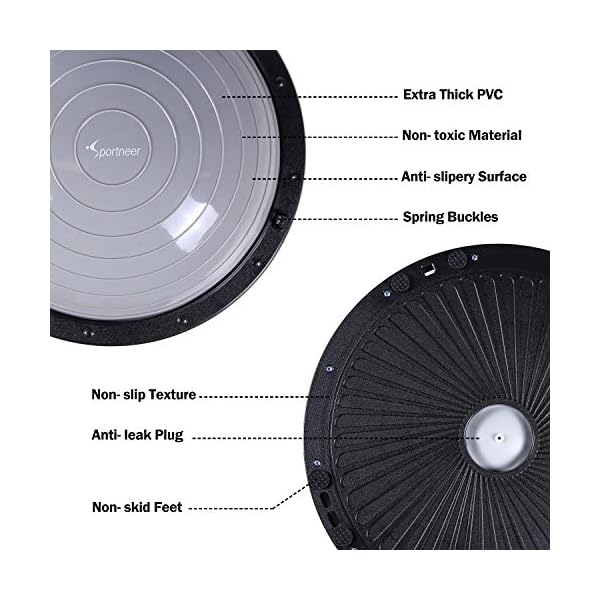 Sportneer Balance Ball Balance Board with Resistance Bands, Balance Trainer Bonus Pump for Yoga Fitness, Stability Workout, Strength Exercise, Physical Therapy & Gym