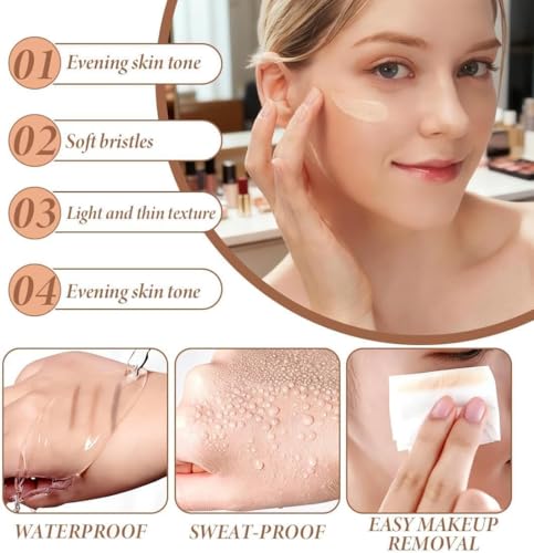 Faccelove Foundation Stick with Brush - 2026 2-in-1 Colour Changing Foundation SPF 15 Light Natural Finish with Glow Moisturising Face Foundation - Natural Colour