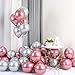 12inch 50 Pcs Latex Metallic Balloons, 25 Pcs Pink Metallic Balloons+25 Pcs Silver Metallic Balloons, Helium Shiny Balloons, Party Decoration Compatible Wedding Birthday Baby Shower Graduation party