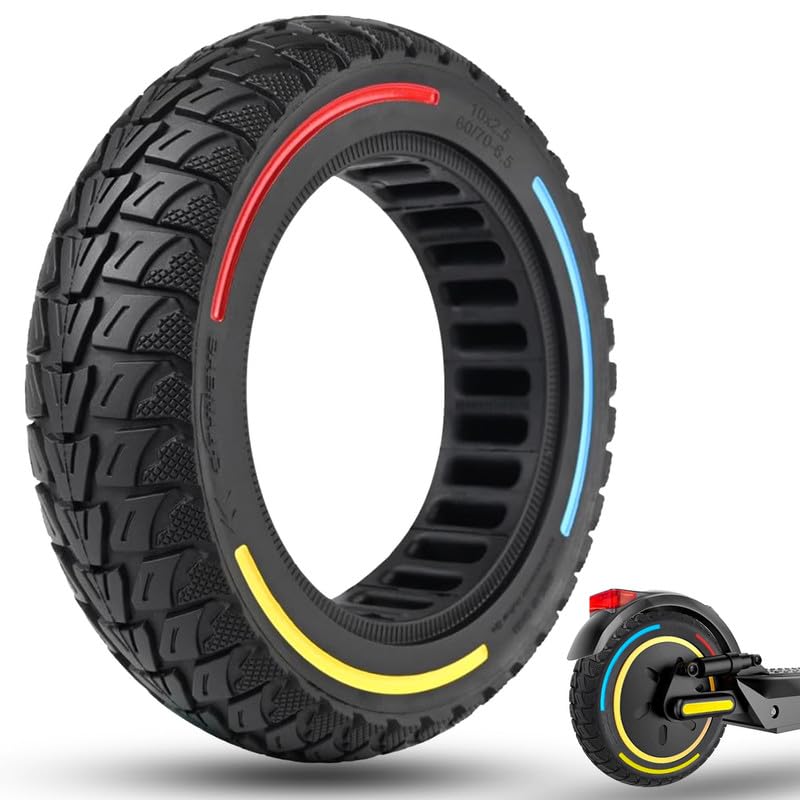 GLDYTIMES 10x2.5 60/70-6.5 Off Road Tyre, Fit for Aovopro Ninebot Max G30 Pure Air3 Electric Scooter, Replacement for 10x2.5 60/70-6.5 Original Tyre, 10 Inch Solid Tire, Explosion proof Puncture proof