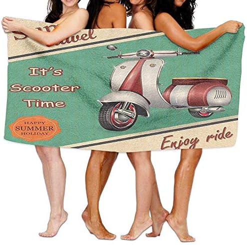 ARTOPB Funny Bath towel Vintage Scooter Motorbike Summer Travel Italian City Sight Hipster Enjoy Ride Illustration Soft Lightweight Beach Towel Pool Towel 30x50