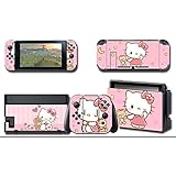 Alvhntr hello kitty Vinyl Skin Decal Stickers for Nintendo Switch, Anime Protector Wrap Cover Protective Faceplate Full Set C