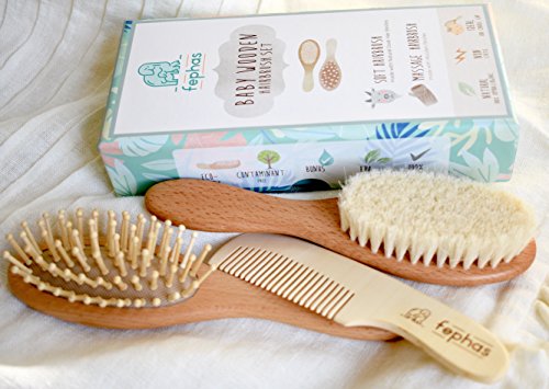 wooden baby brush and comb set