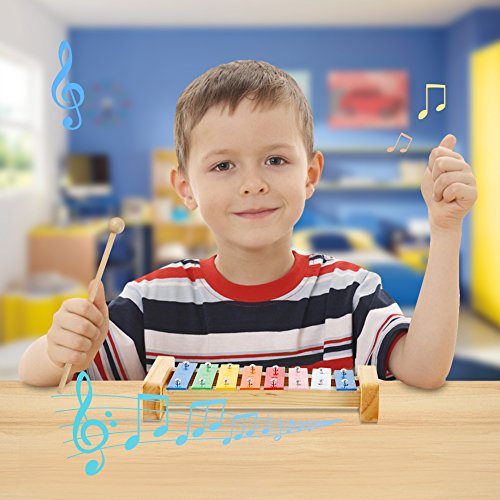 YISSVIC Kids Musical Instruments 13Pcs Xylophone Set Preschool Educational Toy with Storage Backpack