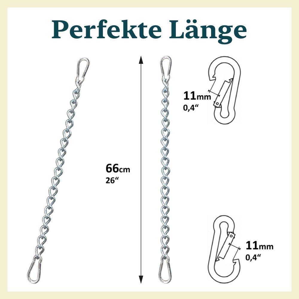 KLIFFHÄNGER Chain with two carabiners, variable attachment for hanging chair, Metal, Chain 66 cm - Image 3