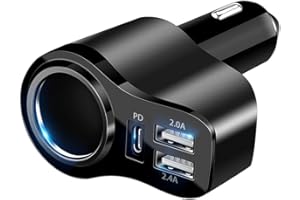 4 in 1 USB C Car Charger, 168W Multi USB Cigarette Lighter Adapter, Socket Splitter with 3 USB Ports, 12V/24V Dual USB Type C