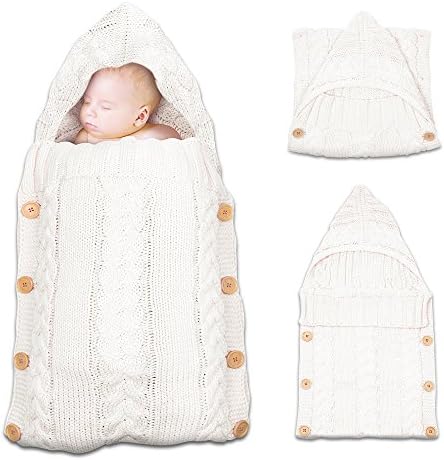Onshine Newborn Baby Swaddle Blanket Large Swaddle Soft Knit Sleeping Bag Sleep Sack Stroller Wrap Unisex for Boys or Girls (White)
