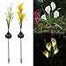 Solar Garden Lights Outdoor, 2 Pack Solar Powered Lights with 8 Lily Flower, Multi-Color Changing LED Solar Stake Lights for Garden, Patio, Backyard (White/Yellow)