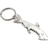 TOPASION Creative Metal Corkscrew Shark Beer Bottle Opener Keychain Pendant