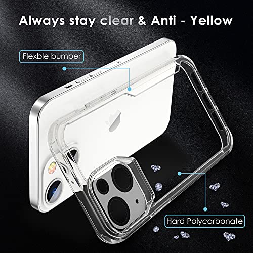 ORETECH Transparent Case for iPhone 13, with [2 x Tempered Glass and 1 x Camera Screen Protector] Soft TPU Silicone Bumper Case Anti-Shock, Anti-Scratch Case for iPhone 13, Clear