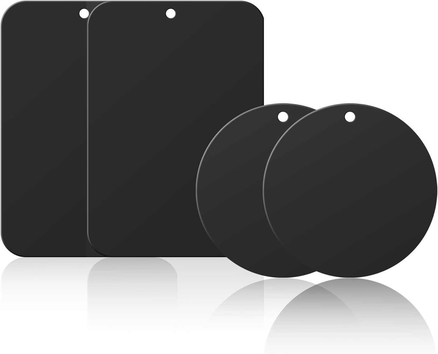 Mount Metal Plate, Getron 4 Pack Universal Replacement Mount Metal Plate Kit with 3M Adhesive for Magnetic Car Mount Cell Phone Holder, 2 Rectangular and 2 Round - Black