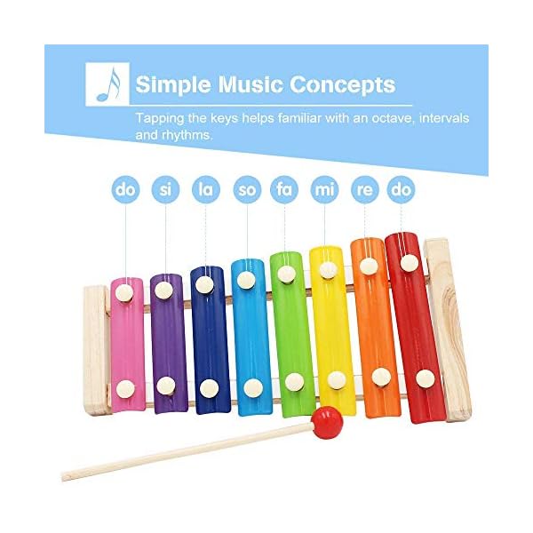 Soota Musical Instruments Toy Xylophone for babies, Holiday/Birthday Gift, Wooden Musical Instrument with Bright Multi-Colored Bars and Child-Safe Mallets