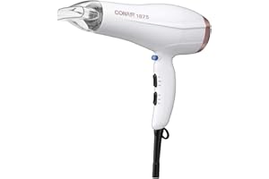 Conair Double Ceramic 1875W Hair Dryer, 3 Heat/ 2 Speed Blow Dryer, Powerful and Fast Drying, Includes Concentrator, Cool Sho