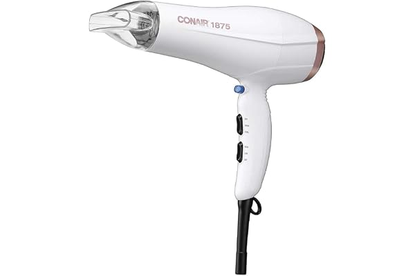 Conair Double Ceramic 1875W Hair Dryer, 3 Heat/ 2 Speed Blow Dryer, Powerful and Fast Drying, Includes Concentrator, Cool Sho