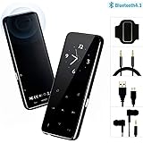 MP3 Player - Bluetooth 4.1 Metal Touch Button Sport Music Player with Armband, Build in Speaker, 60 Hours Playback Time, HiFi Sound with Voice Recorder,and FM Radio, Expandable 64GB TF Card-Black