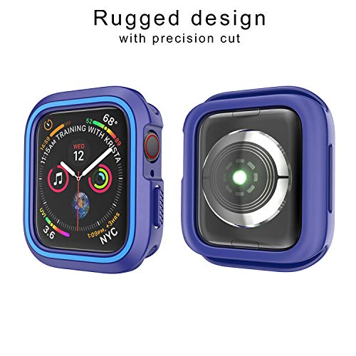 Compatible Apple Watch Case 44mm Series 4 Series 5, Shockproof and Shatter-Resistant Protective Bumper Cover iwatch Case, Dark Blue & Blue - Thumbnail 5