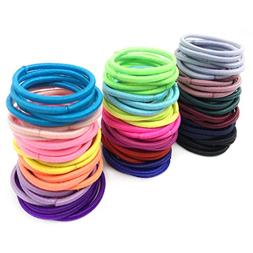 Joyeah Baby Hair Ties for Girls 200 Pieces Multicolor Small Hair Elastics No Crease Ponytail Holder for Baby Girls Infants Toddlers (Diameter 2.5 cm)