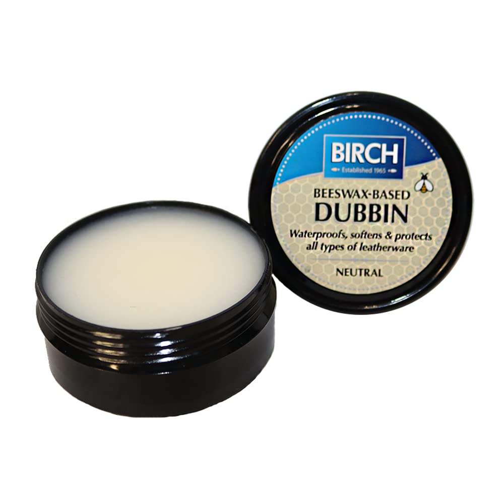 BIRCH Wax Grease Dubbin Beeswax Polish 85ml - Waterproofs Softens And Preserves Leather - For Leather Shoes Boots Equestrian Saddles Horse Tack Leather Goods Protector - Neutral