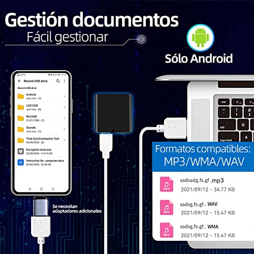 PEIONO 8 GB Grabadora de Voz, grabadora de Voz Inteligente, Grabación con cancelación de Ruido, función MP3, Fuerte Fuerza magnética, Guardado automático Cuando se agota batería, 18 Horas grabación