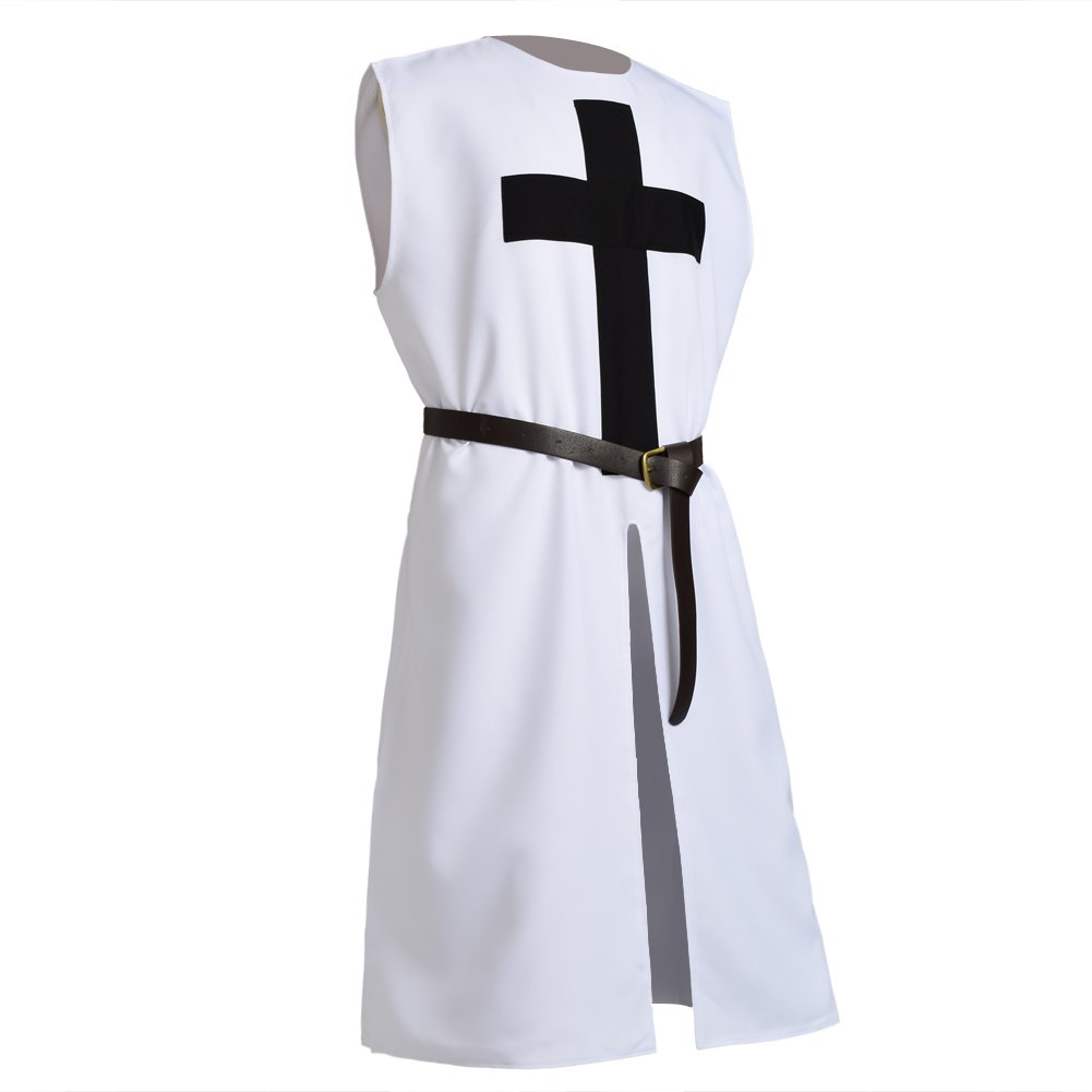 BLESSUME Medieval Knight Tunic Costume Crusader Templar Carnival LARP Cospaly (White 2) — image 1