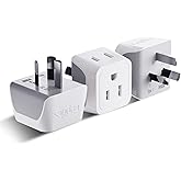 Ceptics Australia Power Plug Adapter, 2 in 1 Type I Plug Adapter, US to Australia , China, New Zealand Power Adapter with Dual USA Inputs, CE, RoHS - 3 Pack