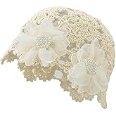 Pemilosci Handmade Crochet Beanie Sun Summer Hat Skull Cap for Women Lace Beach Hat Lightweight