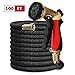 Crenova 100ft Garden Hose Expandable Hose with Double Latex Core, Solid Brass Connector, Expanding Garden Hose with 7 Function Metal Spray Nozzle