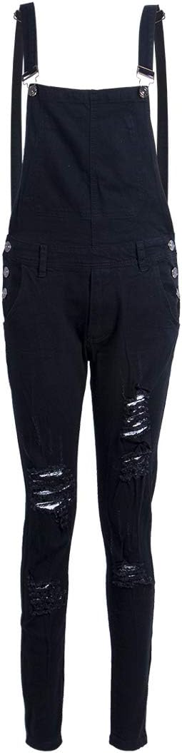 LIZHILI Mens Casual Slim Fit Denim Dybgarees Rib Overall Tapered Ribbed Jeans Skinny Jumpsuit Black S