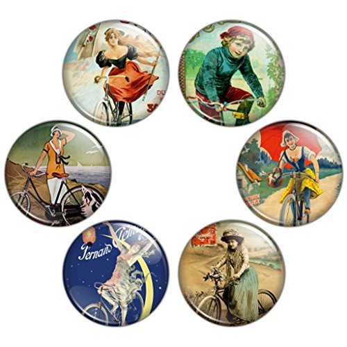 Button Bistro Women's I Love Bicycles 1.25 inch Pinback Button Set Badges Pins