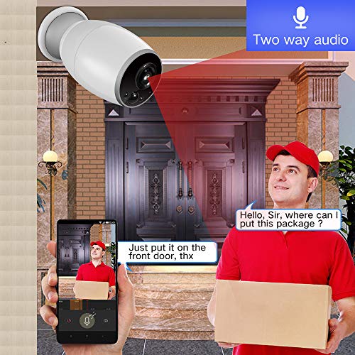 Wireless Camera Outdoor, SDETER 720P Battery Powered WiFi Security Cameras, Waterproof PIR Motion Detection, Night Vision, Cloud Service Long Standby
