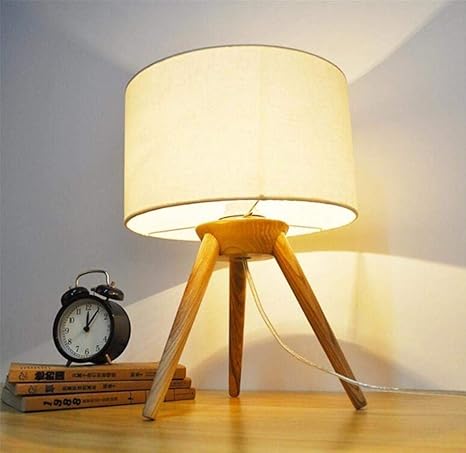 Table Lamp Bedroom Bedside Reading Lamp White Fabric