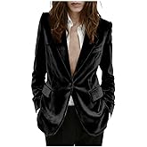 Mi Bo Tong Womens Velvet Blazer Slim Fit Suit Jacket One Button Warm Blazer | Velvet Jacket for Women,Prom Wedding,Notch Lapel,One Button,Work Office Outfits,Business Casual,Trendy Fall Winter