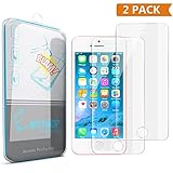 iPhone SE Screen Protector, Enther 2 PACK [Retina Sense] Tempered Glass Premium High Definition Shockproof Clear Screen Protector 0.3mm Thickness 2.5D Curved Edge for iPhone SE/5S