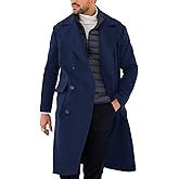 Mens Trench Coat Slim Fit Double Breasted Long Overcoat Classic Fall Winter Topcoat