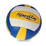 Sportly Outdoor Beach Volleyball- Soft Touch Synthetic Leather Ball, Regulation Size and Weight, Fits Volleyball Practice Machines, Includes Pump and Needle