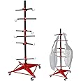 Yeeoy Panel Tree Paint Stand Panel Holder with Wheels, Adjustabl Center Post Hang Heavy Duty Powder Coated Painting Support Rack for Automotive Doors Fenders Bumpers, Red
